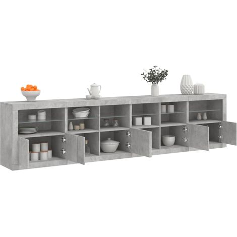 Sideboard mit LED-Leuchten Betongrau 283x37x67 cm