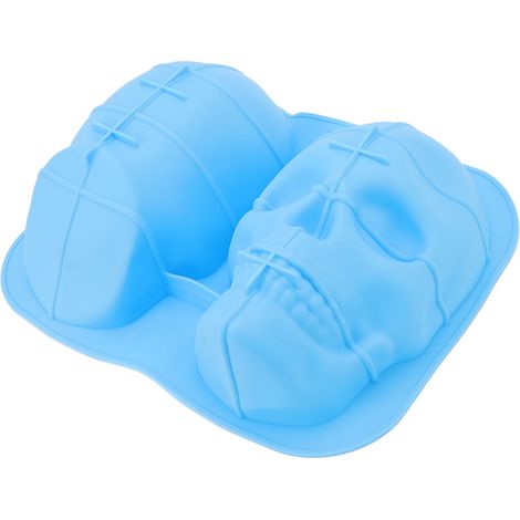 Moule à Gâteau en Silicone Tête de Squelette Halloween pour Biscuit Chocolat Glace Bleu (1/5)