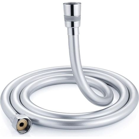 Tubo doccia in PVC da 1,5 m, girevole a 360°, anti-torsione e anti-attorcigliamento con raccordo in ottone, attacco universale G 1/2". (1/4)