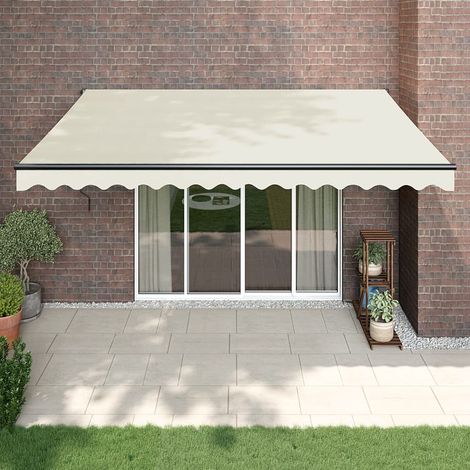 Auvent rétractable,Marquise d'entrée Anti-UV,Auvent facile à assembler crème 4,5x3 m tissu et aluminium -FR37193 (1/5)