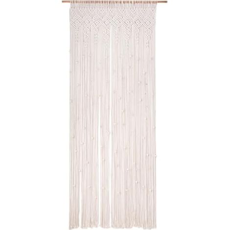 Tapisserie murale tissée - Style bohème - Corde en coton tissée à la main - Pour séparateur de pièce, rideaux, rideaux de porte, décor de mariage, décoration intérieure - 92 x 203 cm (1/5)