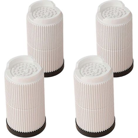 Quatre coussins rehausseurs de meubles réglables, antidérapants et antibruit, compatibles avec les chaises et les lits, blancs, 9,5 cm. (1/5)