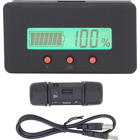 Appareil de mesure et de contrôle de batterie, voltmètre/ampèremètre de haute précision, testeur universel de capacité de batterie avec tiroir 50 A (1/4)
