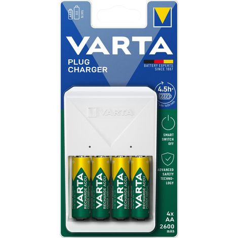 Chargeur rapide VARTA + 4 piles rechargeables AA 2600 mAh (1/5)