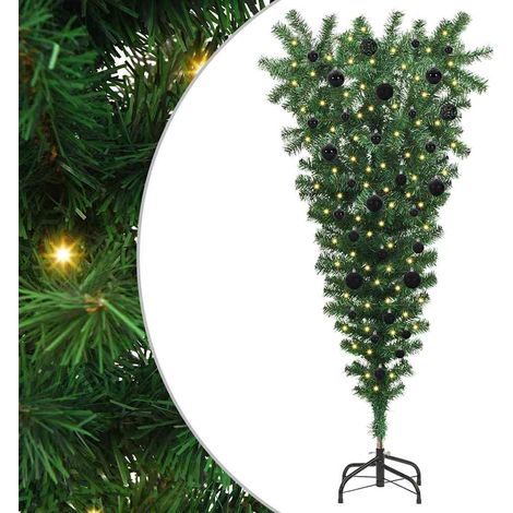 Sapin de Noël artificiel pré-éclairé à l'envers avec ensemble de boules - vidaXL