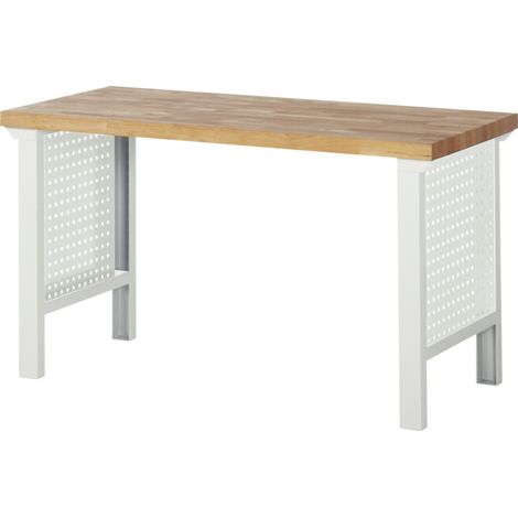 Rau Panneau latéral perforé pour pied d'établi 7000, H617mm, pour profondeur pied 650mm, RAL7035 (1/2)