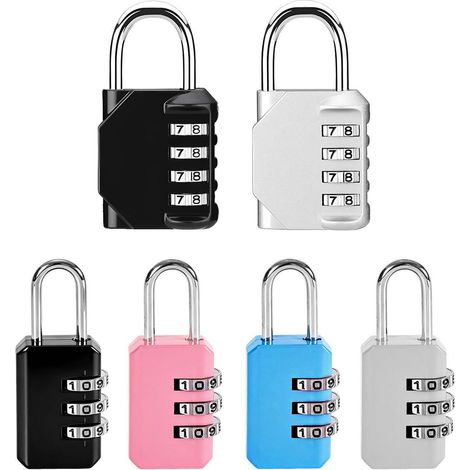 Lot de 6 cadenas à combinaison pour valise et sac à dos, 3 et 4 chiffres, résistant aux intempéries