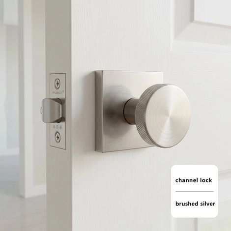(Verrouillage à canal brossé) Poignée de salle de bain sphérique moletée sans clé, antidérapante, pour rangement dans les allées de placards. Sans système anti-verrouillage. (1/5)