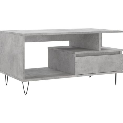 Table basse Gris béton 90x49x45 Bois d'ingénierie (1/5)