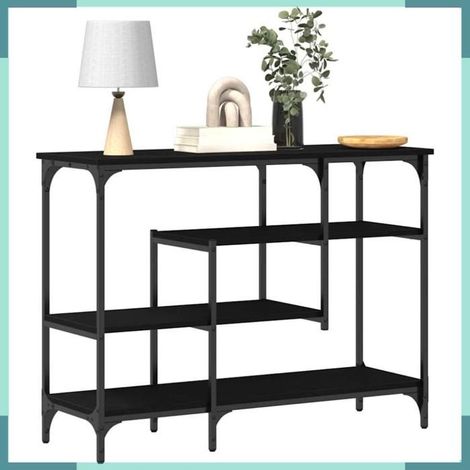 Table console - 863561 - Chêne noir - 100 x 35 x 75 cm - Avec étagère (1/5)