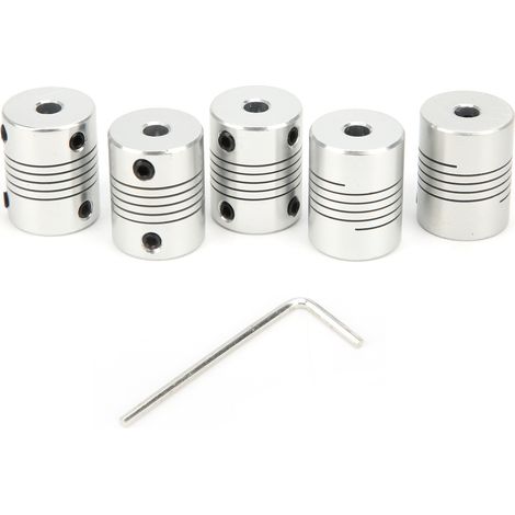 5x8mm Accouplement Flexible en Alliage d'Aluminium pour Moteur Pas-à-Pas d'Imprimante 3D, Lot de 5 Manchons de Liaison (1/5)
