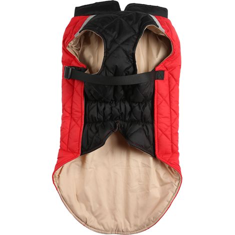 Veste d'hiver pour chien épaississant manteaux chauds et froids pour l'automne rouge noir L (1/5)
