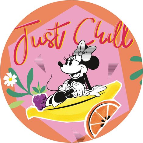 papier peint panoramique rond adhésif Minnie Mouse rose et orange - Disney (1/3)