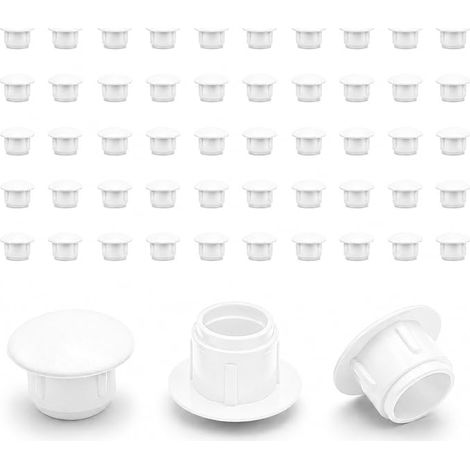 50 Furniture Hole Covers Round 9mm White Plastic Hole Cover Clip On For Hiding Holes in Furniture, Boards & Shelves Clean Finish Home & Pro Furniture (1/5)