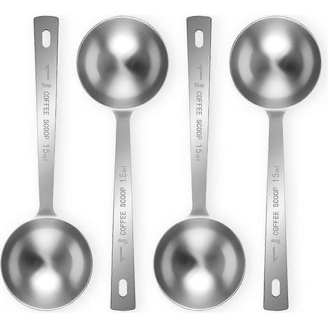 4-teiliges Kaffeemesslöffel-Set – 1 EL Messlöffel, 15 ml Kaffeelöffel aus Edelstahl, langer Griff – WELLNGS