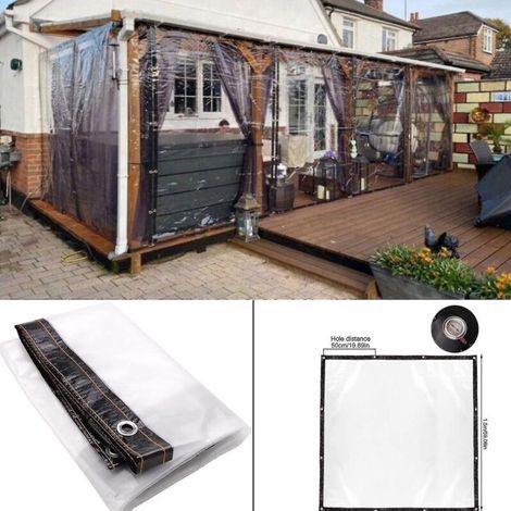 Bâche transparente imperméable avec œillets, résistante, en PVC, pour plantes de terrasse - 150 x 150 cm - Noire (1/5)