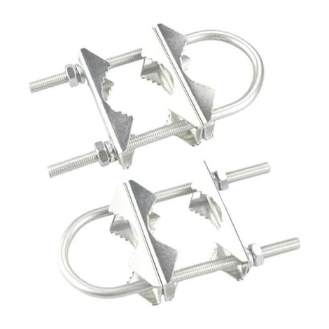 Doppelte Antennenmastklemme - 2 Sätze robuster V-förmiger Montagehalterungen mit U-Bügeln für Außenfernseher, Amateurfunkgeräte, Starlink, Fahnen und Sonnenschirme. (1/5)