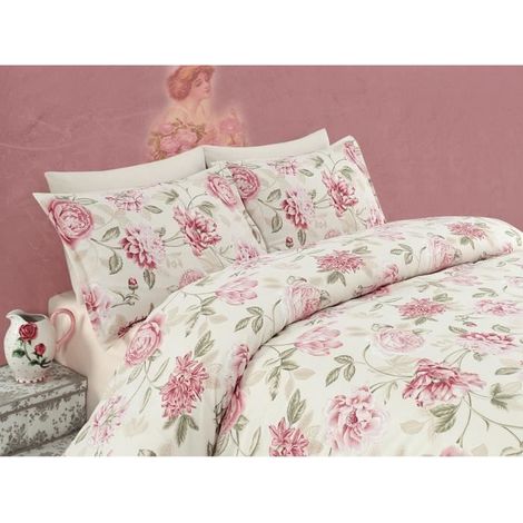 Funda nórdica, funda nórdica, ropa de cama Set Rosa Cream Verde