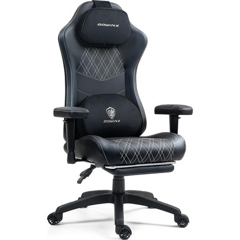 Dowinx Ergonomischer Gaming Stuhl mit Massage & Heizung, Federkissen, Sofa-Komfort, Schwarz-Weiß, Verstellbar, Büro/PC (1/5)