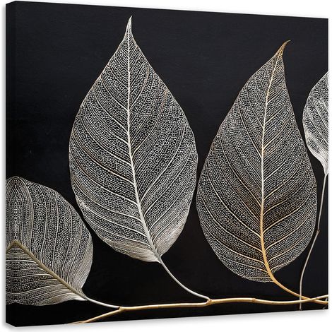 Tableau déco Minimalisme Feuillage Brindille Glamour Argent 40x40 (1/5)
