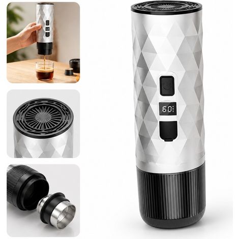1 Pc Machine a Cafe Capsules Portable Argent Extraction Electrique Expresso ABS PC PBT Inoxydable 21.2 x 7.5 cm Voyage Bureau (1/5)