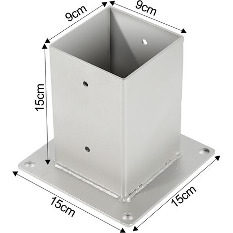 Wolketon Aufschraubhülse Pfostenträger 90x90 mm, 4er Set Pfostenschuh für Vierkant- & Holzpfosten, Bodenhülse für Zaun, Carport & Pergola (1/4)