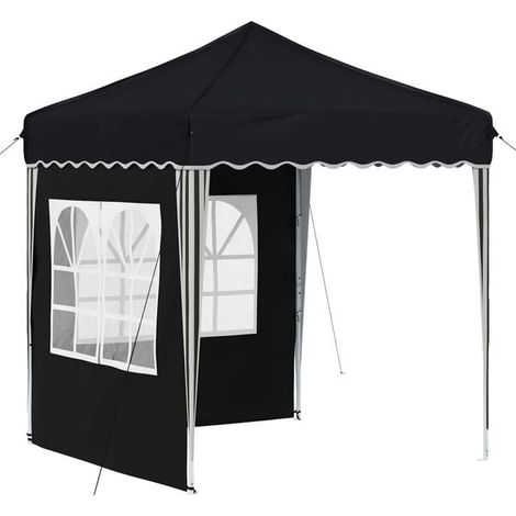 Tente de réception portable, mesurant 195 x 195 x 245 cm, en tissu Oxford gris anthracite. (1/5)