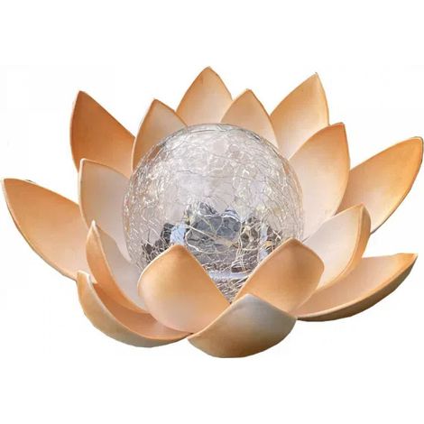 Lámpara de loto con energía solar - luz LED recargable, alimentada por energía solar - Decoración ecológica Tangyuan - color ámbar - exquisita (1/4)
