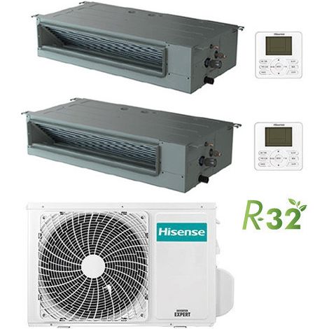 Climatizzatore Condizionatore Hisense Canalizzabile R32 Dual Split Inverter 9000 + 9000 BTU con U.E. 2AMW35U4RGC Classe A++/A+ (1/2)