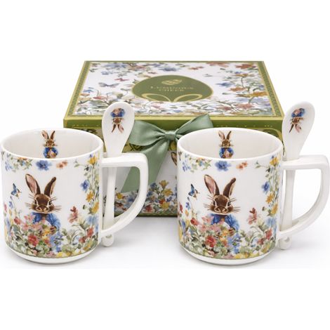 Set mit 2 Porzellanbechern und Löffeln, Ostergeschenkbox (1/5)
