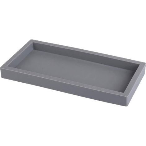 Bac de rangement pour salle de bain - plateau rectangulaire - Installation facile - Gris - Silicone - 20 x 10 x 2 cm (1/5)
