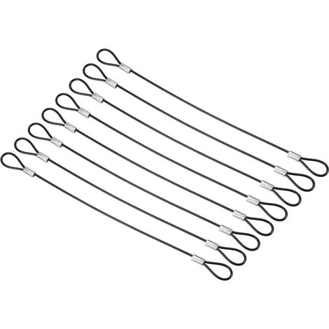 Stahl-Sicherheitskabel mit Doppelschlaufe 10 cm x 2 mm (8 Stück) - Ummanteltes Sicherungskabel - Sicherheitskabel für Bühnenbeleuchtung und Gepäck (1/5)