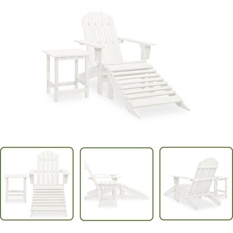 The Living Store Chaise de jardin Adirondack avec pouf et table Sapin Blanc - Chaise Adirondack - Mobilier De Jardin - Salon De Jardin - Chaise Extérieure - Chaise En Bois (1/5)