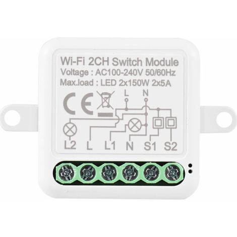 2-Wege-WLAN-Schaltermodul mit Sprachsteuerung und App-gesteuertem Smart-Home-Timer – Crezuo