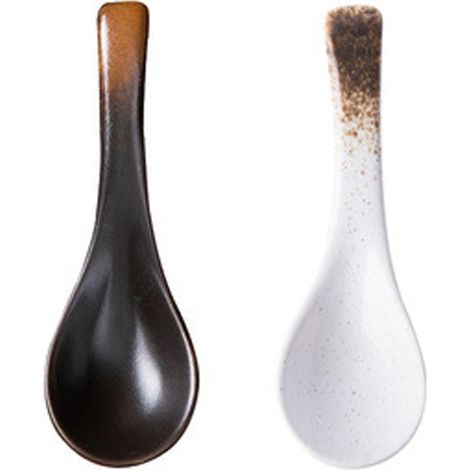 Pieces Ceramic Soup Spoons Set Retro Ramen Bowl Soup Spoon Suitable for Soup, Gravy, Cake, Oatmeal, Dumplings
