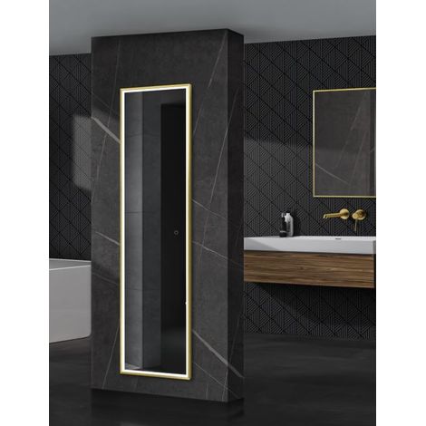 LEDIMEX NEWY021/160OC NEW YORK Espejo LED Cuadrado Luz Frontal Oro Cepillado 160x40 cm (1/2)