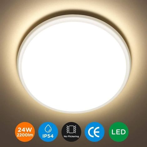 Plafonnier LED TOMONS - Étanchéité IP54 - 3000K - Salle de Bain, Cuisine, Salon, Balcon (1/4)