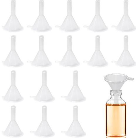 Set mit 30 Mini-Trichtern aus transparentem Kunststoff für Laborflaschen, ätherische Öle, Parfums, Gewürze, Sand und Pulver (1/5)