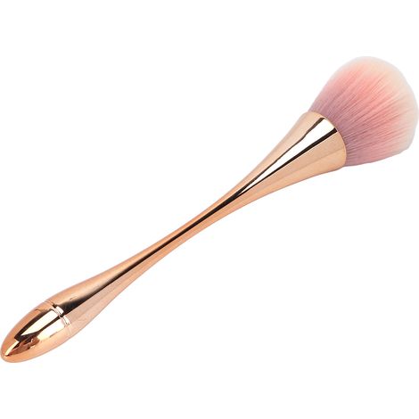 Pinceau poudre rose or portable pour maquillage et soin des ongles, doux et compact (1/5)
