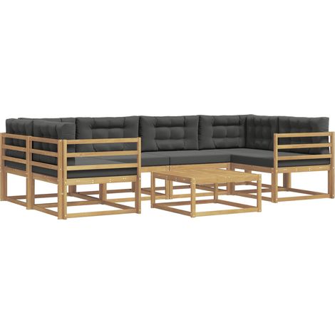Conjunto de sofás de exterior 5 uds. 6 plaza Blanco y Antracita vidaXL (1/5)