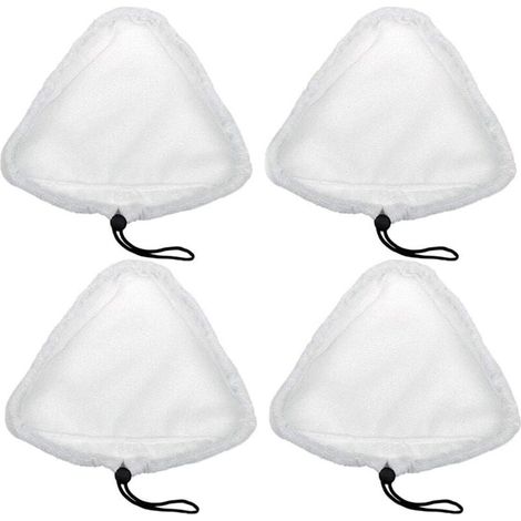 Un ensemble de 4 chiffons de nettoyage triangulaires en microfibre, chiffons pour balai vapeur, chiffons universels pour balai vapeur, adaptés au nettoyage à la vapeur des sols composites et carrelés (1/4)