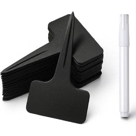 100 Pièces étiquettes plante épais, plastique Jardin,étiquettes semis réutilisable,étiquette potager exterieur avec 1 stylo-noir (1/5)