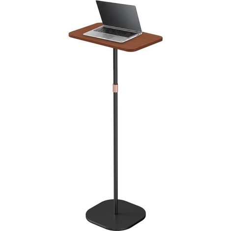 Bureau debout réglable en hauteur 46 à 120 cm - Support mobile pour ordinateur portable avec roulettes - Table d'appoint pour bureau, école, présentation, canapé et lit - Noir (1/5)