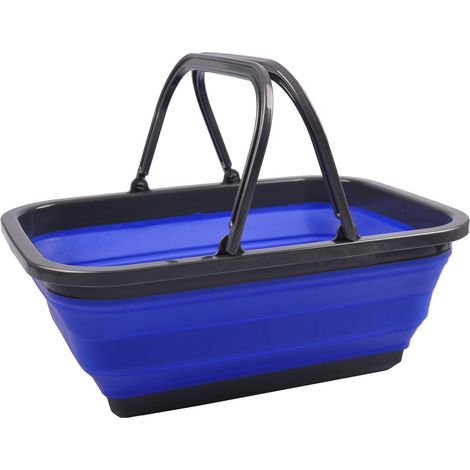 Tragekorb faltbar Einkaufskorb Picknickkorb Tragetasche Aufbewahrungskorb Korb - blau (1/2)