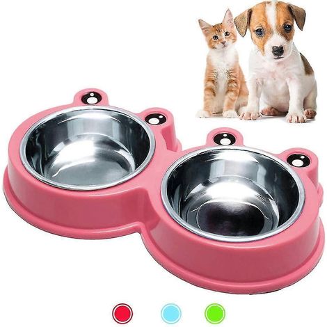 Gamelle pour chien en acier inoxydable avec quatre tapis antidérapants en silicone anti-déversement (1/5)