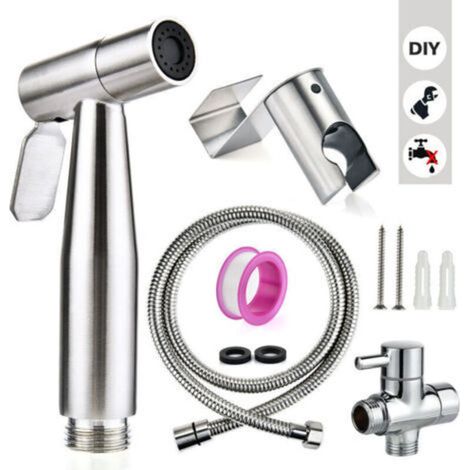Kit Bidet WC avec Douchette - Pulverisateur Bidet a Main- Pomme de Douche Toilette avec Tuyau + Support en Inox (1/4)
