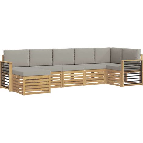 vidaXL Ensemble de canapés d'extérieur 7 pc Blanc et gris clair