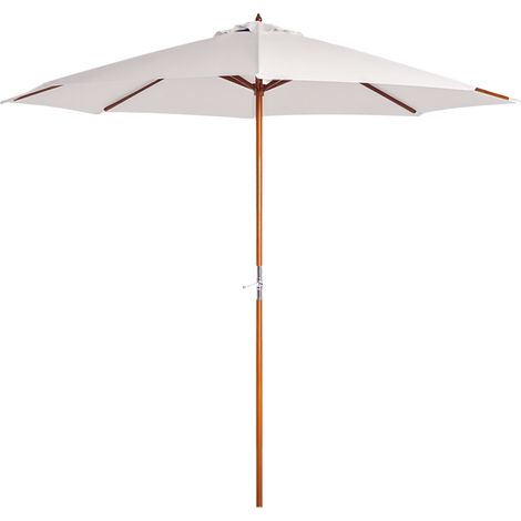 Holz Sonnenschirm Holzschirm Gartenschirm Balkonschirm 2,5m Creme