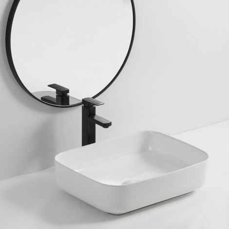 Lavabo da appoggio BOWL9391B in ceramica 50x39x13 cm. bianco (1/4)