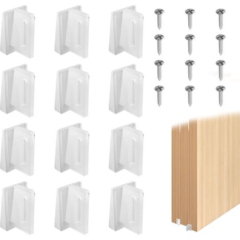 12 Emballage Guide Porte Coulissante Fond Blanc, Adaptation Universelle Kit de Remplacement de Guide de Porte Coulissante avec vis pour Placard de Plancher Rail Matériel Jamb Monté (blanc) (1/5)